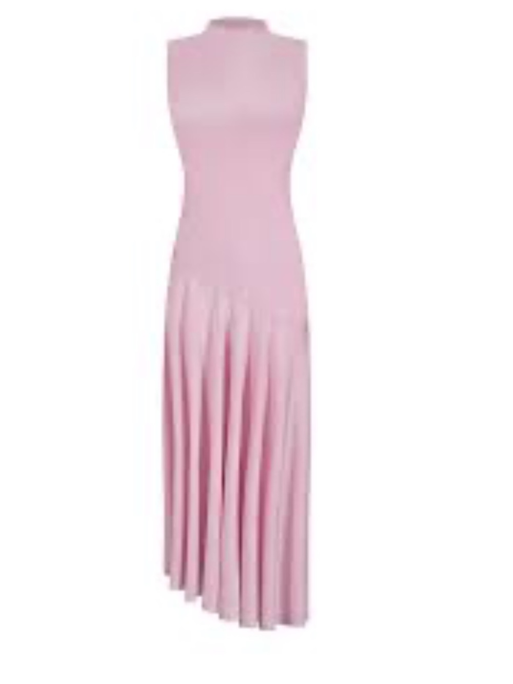 Elvi Soft Pink Sleeveless Midi Dress with High Neck